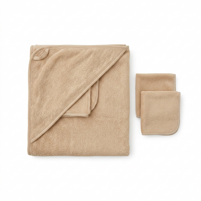 Organic Colored Cotton Baby Towel & Washcloth Set
